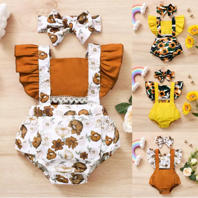 Set abiti floreali neonate bambine vestiti per bambini piccoli romper body arricciacapelli