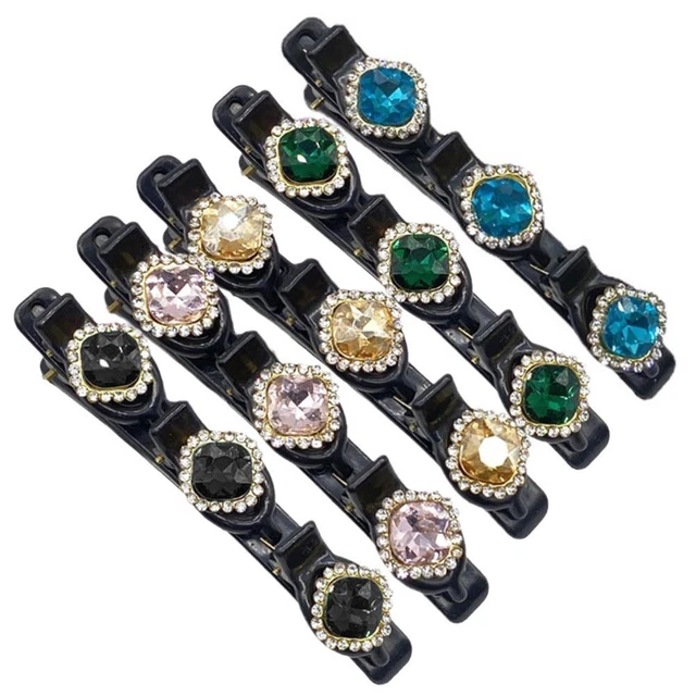 Sparkling Crystal Stone Braided Hair ClipsDouble Bangs Hair Clips Braided Hair