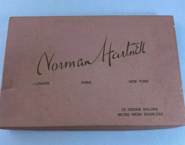 Vintage Nylon Stockings Norman Hartnell Box Seamless 15 Denier 8 1/2