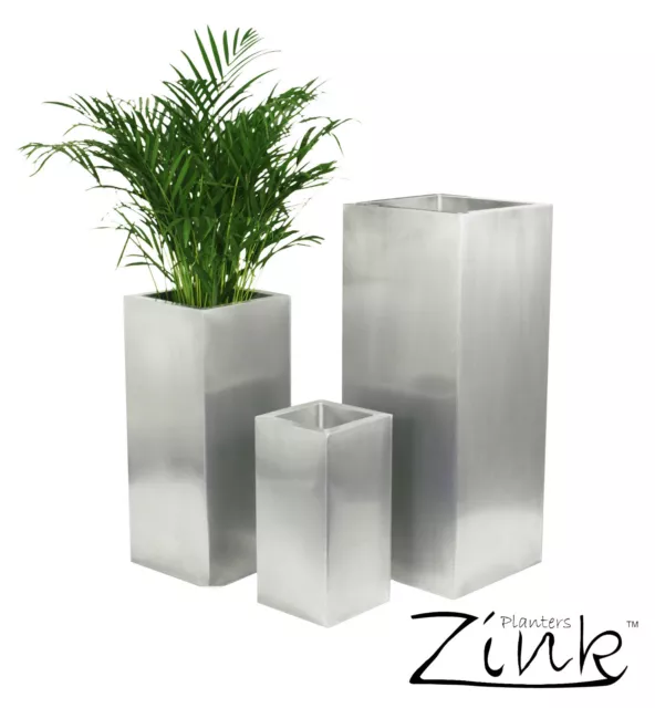 Zinc Silver Outdoor Planter Plant Pot Steel Metal Garden Indoor Inserts Choice