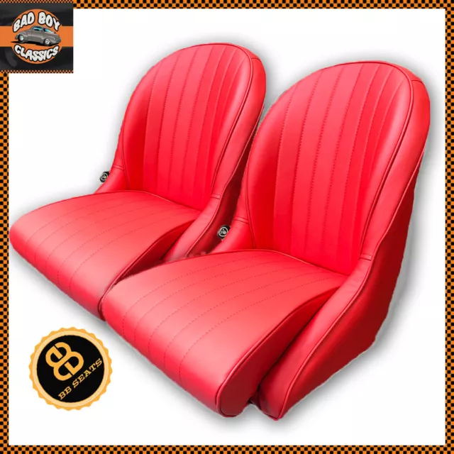 BB VINTAGE CLASSIC Car Bucket Seats Low Rounded Back RED +