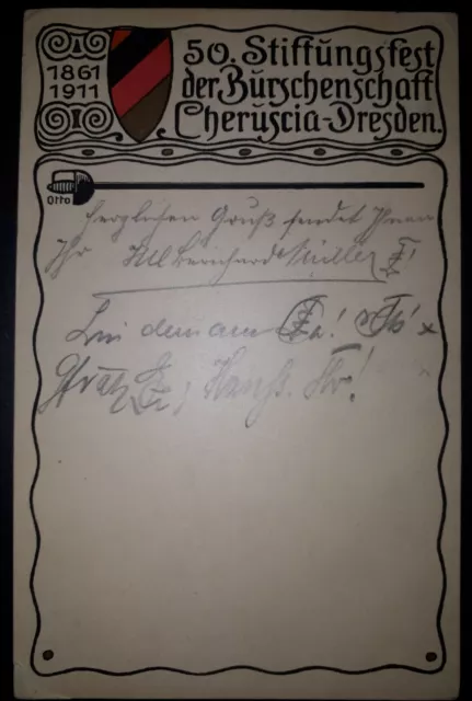 AK Burschenschaft CHERUSCIA Dresden Stiftungsfest 1911 Studentika Studentica
