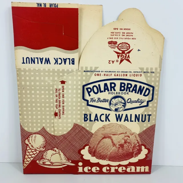 Polar Brand Black Walnut Ice Cream Box Carton Container Holbrook Detroit MI NOS