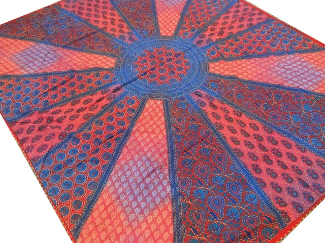 Colcha india bordada colcha sofá tiro hecho a mano Boho rojo E4
