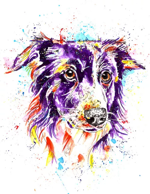 Border Collie Art Print Painting Artwork Picture Gifts,  - Size Mounting Options