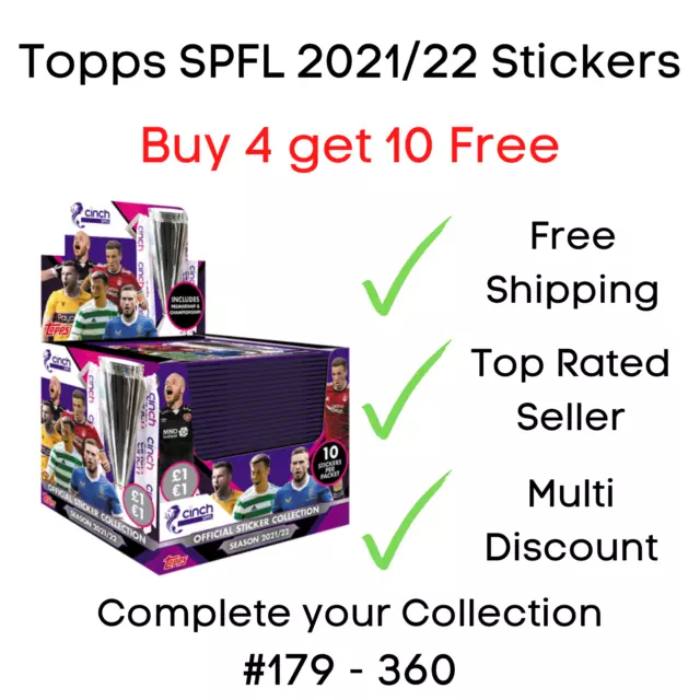 Topps SFL 2021/22 Aufkleber #179 - #360 Scottish Premiership kaufen 4 erhalten 10 kostenlos