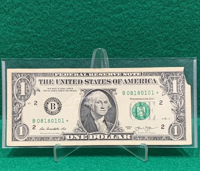 $1 One Dollar Note (Error) Duplicate Series Trinary Note 2013 B (B 081810101 ⭐️) $1 One Dollar Note (Error) Duplicate Series Trinary Note 2013 B (B 081810101 ⭐️)