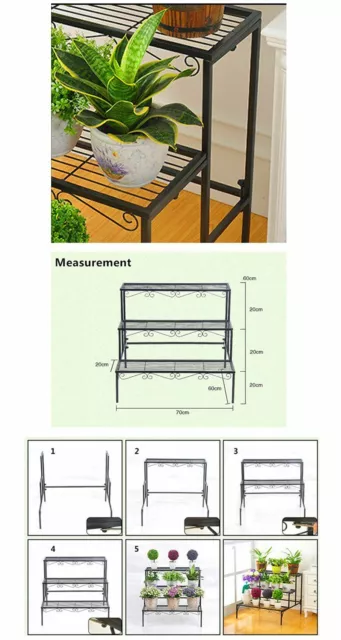 Metal Outdoor Indoor Pot Plant Stand Garden Quality Metal 3 Tier Planter Shelves 3