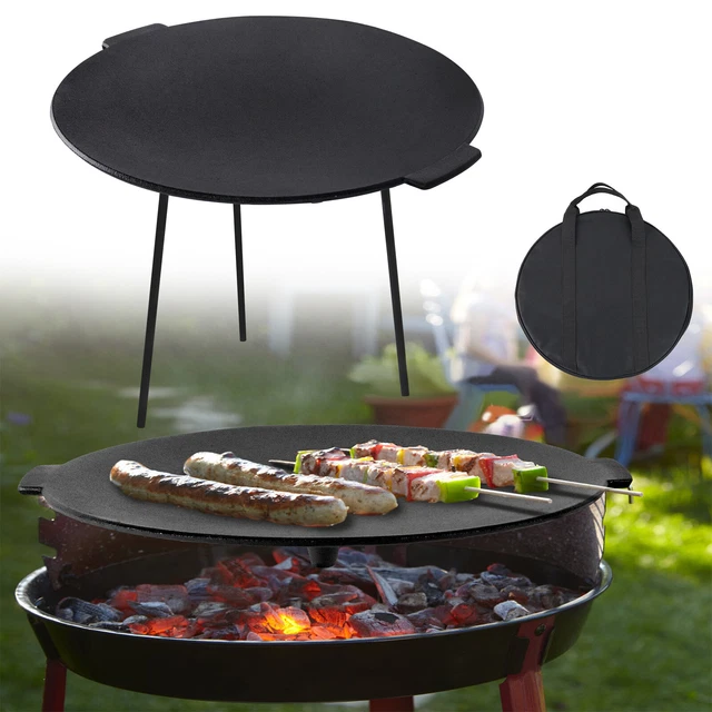 BBQ-Grillplatte Grillpfanne Hitzegleiche Rund inkl. 3 Beine Gusseisen Camping DE