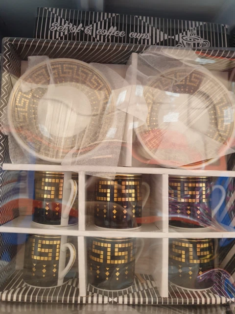 12 Pc Arabic Turkish Style Printed Tea Coffee Cup Saucer SET