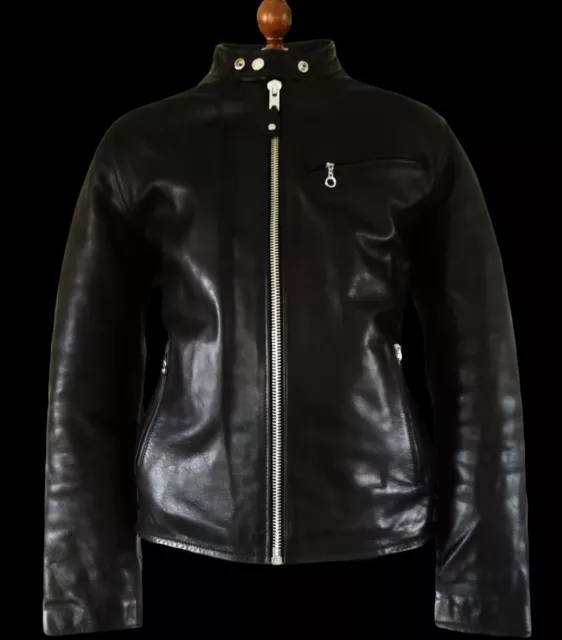 SCHOTT LEATHER CAFE RACER Motorcycle Biker Motorbike Brando Bomber Coat Jacket