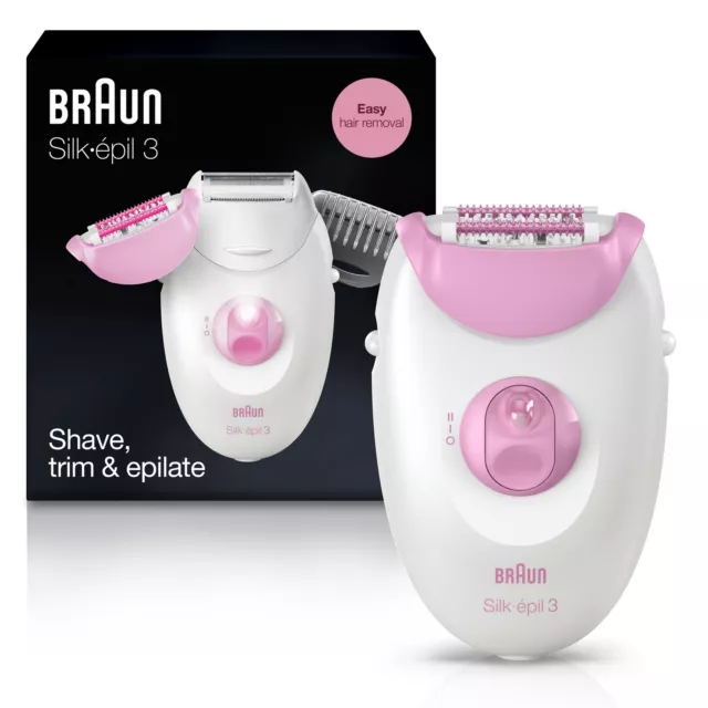 Silk-epil 3 3-270, Epilator for Women for Long-Lasting Hair Removal, White/Pink