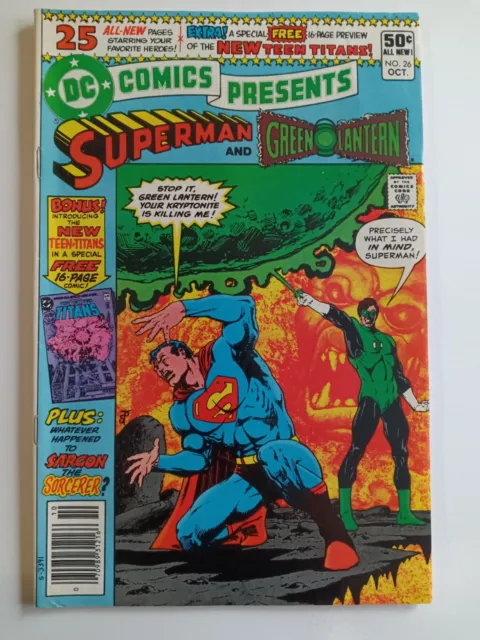 DC Comics Presents #26 KEY!!! 1st, Raven, Starfire, & Cyborg! Newsstand - Fine+