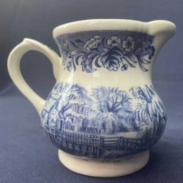 Vintage Churchill 'Mill Dam' Small Blue & White Jug VGC 