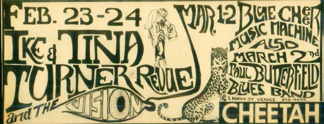 Clipping-LA Press Ike & Tina Turner Revue @the Cheetah Venice Ca Blue Cheer 1968