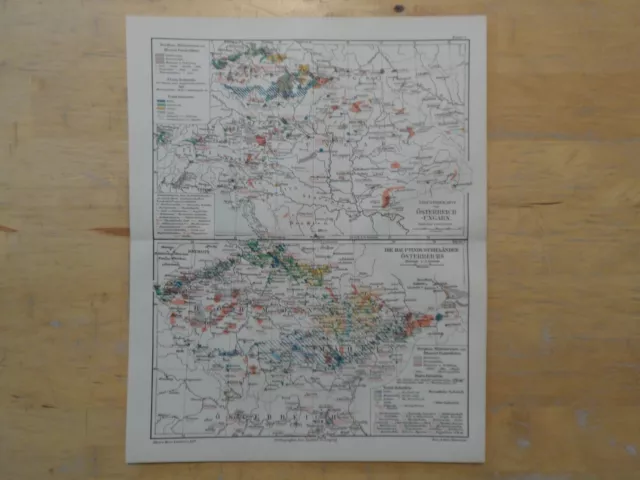 Orig.(1906) Lithographie Landkarte Industriekarte von Österreich-Ungarn