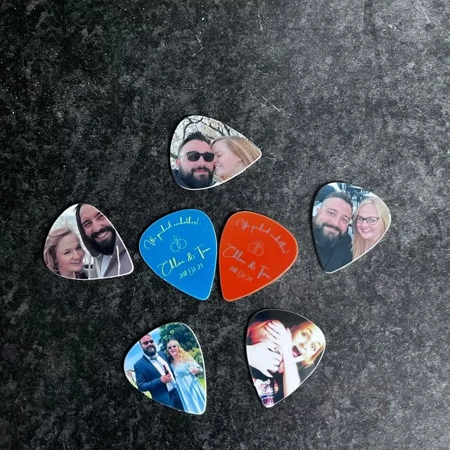 Custom Printed Personalised Guitar Picks Image Photos Birthday Valentines Day 3