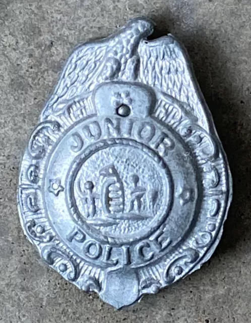 Vintage 1950's Junior Police Badge Detective Eagle Silver Tone Toy Metal Pinback