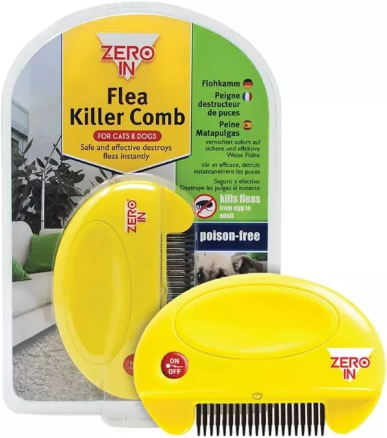 Zero In Flea Killer Comb Poison-Free, Electric Flea and Tick Comb for Use on Cat