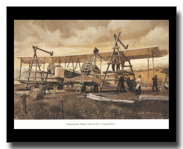 Vickers Vimy cross Atlantic 1919 Newfoundland Galway framed picture Tootall