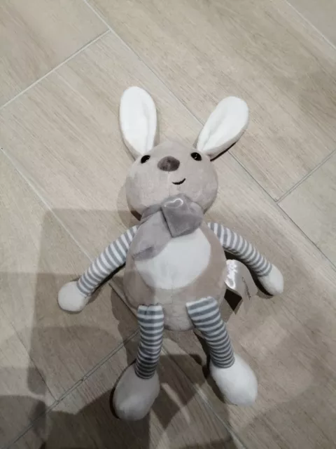 doudouCARREBLANC DOUDOU LAPIN BEIGE GRIS ECHARPE COEUR TIMEO 3