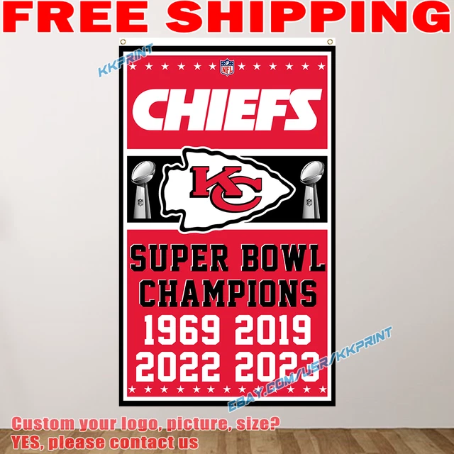 KANSAS CITY CHIEFS Super Bowl LVIII Champions 4 Times 2023 Flag Banner ...