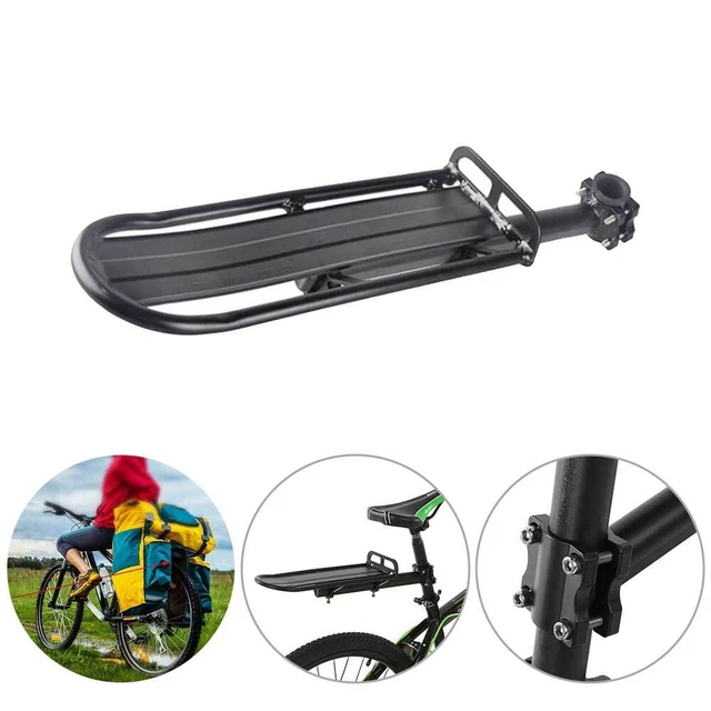 Fahrrad-Alu-Gepäckträger 28-29 Zoll – Verstellbar, Schwarz, Mit Federklappe + 2 Streben – 27 Kg Traglast