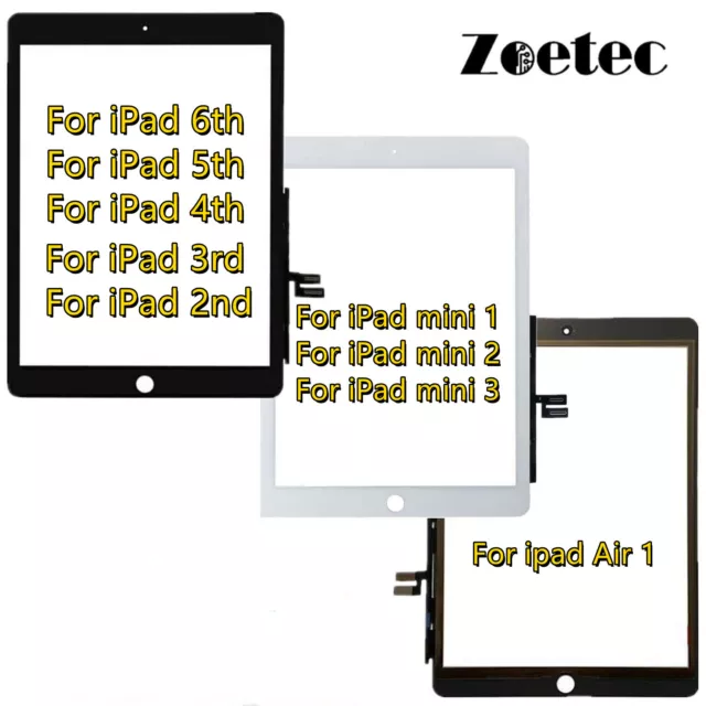 For iPad 6/5/4/3/2/Air 1st Gen/Mini 1/2th Generation Digitizer Touch Screen OEM