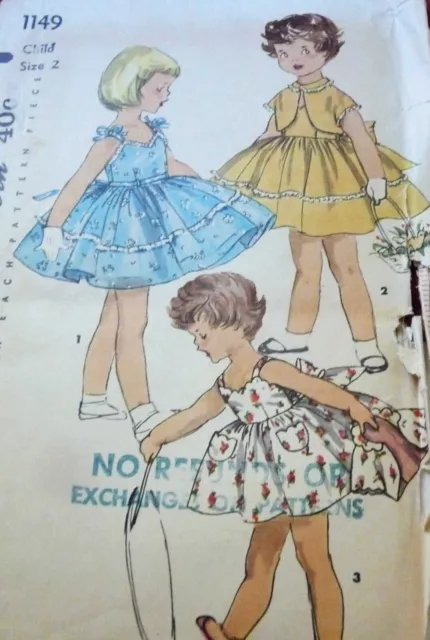 *LOVELY VTG 1950s GIRLS DRESS & JACKET Sewing Pattern 2