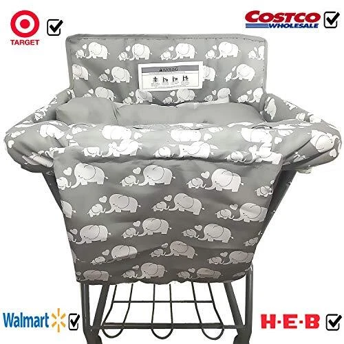 Soft Pillow Attached 2-in-1 Shopping Cart and High Chair Cover for Elephant