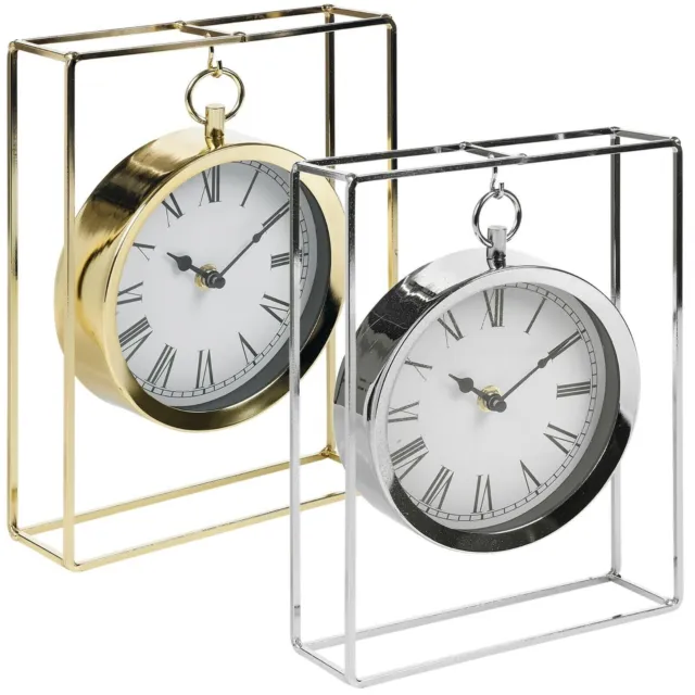 Modern Stylish Silver Hanging Clock Gold Silver Office Desk Table Clock Round