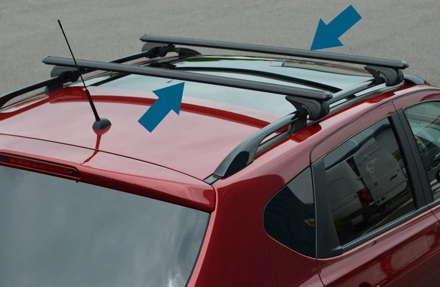 Barres De Toit Transversales Menabo Pour Volvo EX30 2023-2025 - Acier Noir, Capacité 50 Kg - Transport Coffre, Vélos, Canoë - 2