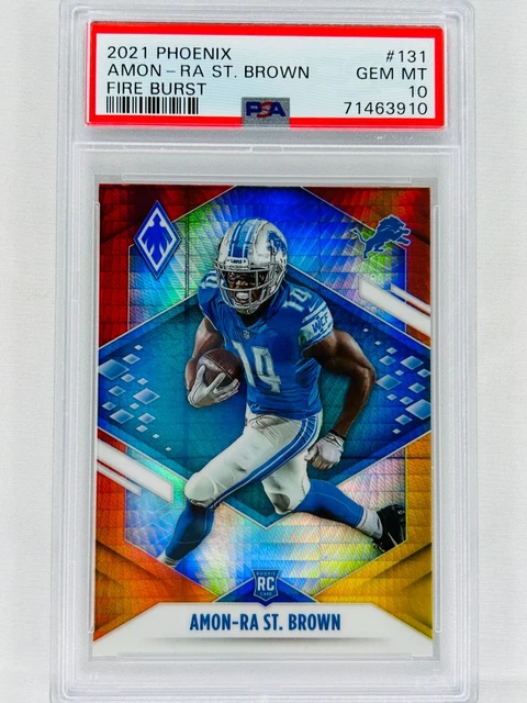 Amon-Ra St. Brown 2021 Panini Phoenix Fire Burst Prizm #131 Rookie RC PSA 10