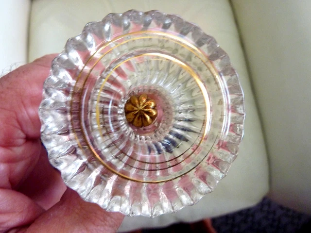 4 ANCIENNES POIGNEES BOUTONS DE  PORTE /  MEUBLE / TIROIR - VERRE - D = 6.5 cm