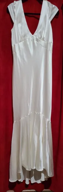 ABS by allen schwartz Long Ivory Evening Gown Sz 14 Tall NWT