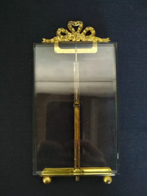 Antique Napoleon III Brass Photo Frame Beveled Glass Louis XVI