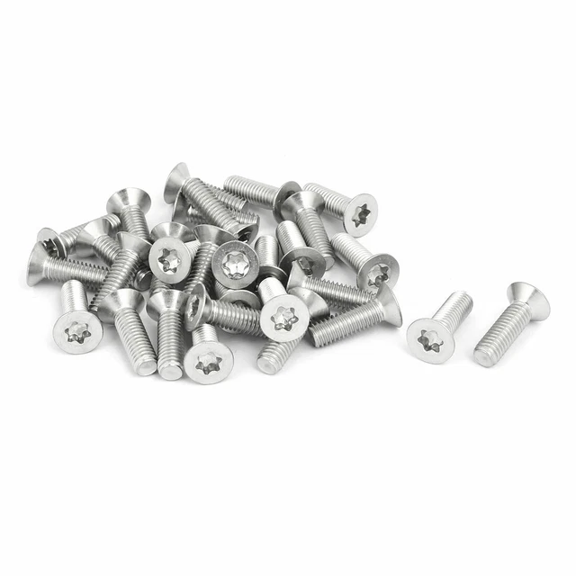 M6x20mm Tête plate acier inox 304 Machine fixation vis Torx 30PCS