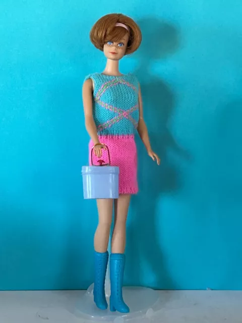**VINTAGE BARBIE!!** OMG!!**1960s American Girl Midge in "Knit Hit" Mini Dress!