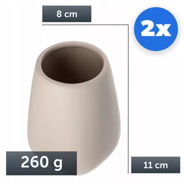 KADAX Vasos de Baño, Vasos de Cerámica para Cepillos de Dientes, Beige,... 3