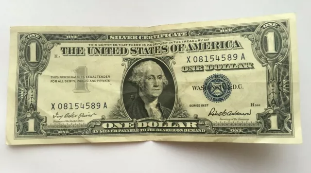 1957 $1 Dollar Bill Silver Certificate Blue Seal Note U.s Currency