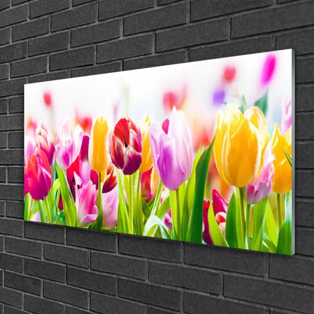 Cuadro en vidrio Impresión Imagen de 100x50 Tulipanes Floral