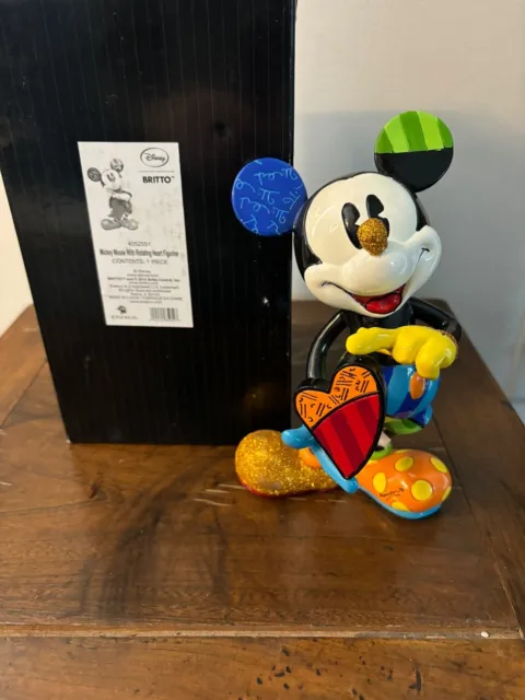 Britto Disney Enesco Mickey Mouse With Rotating Heart, 8” ,4052551. New, Rare