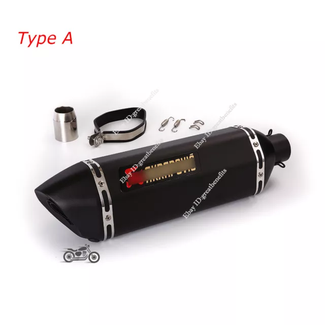 Universal Motorcycle Exhaust Muffler Tail Pipe Slip On 470mm Silencer 38-51mm