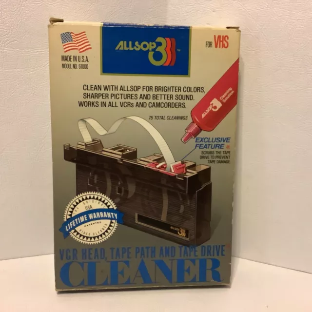 VINTAGE ALLSOP3 VHS Tape Head Cleaning Cassette Cleaner $16.99 - PicClick