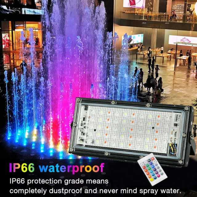 1/2x RGB LED Fluter Außen Strahler Flutlicht Scheinwerfer Garten Lampe IP66 50W