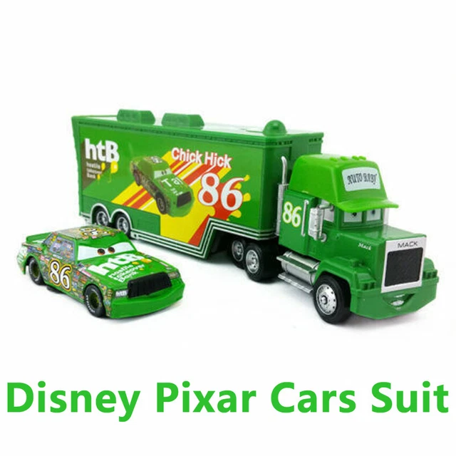 DISNEY PIXAR CARS 86 Chick Hicks Mack Truck & Car 1:55 Diecast Toys Car ...