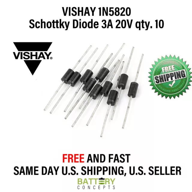 VISHAY 1N5820 Schottky Barrier Diode 3A 20V qty. 10 FREE SHIPPING US SELLER