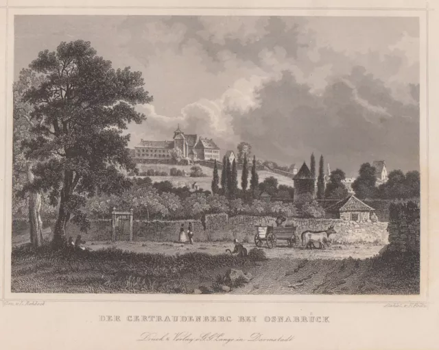 Osnabrück Gertraudenberg Original Stahlstich Foltz 1857