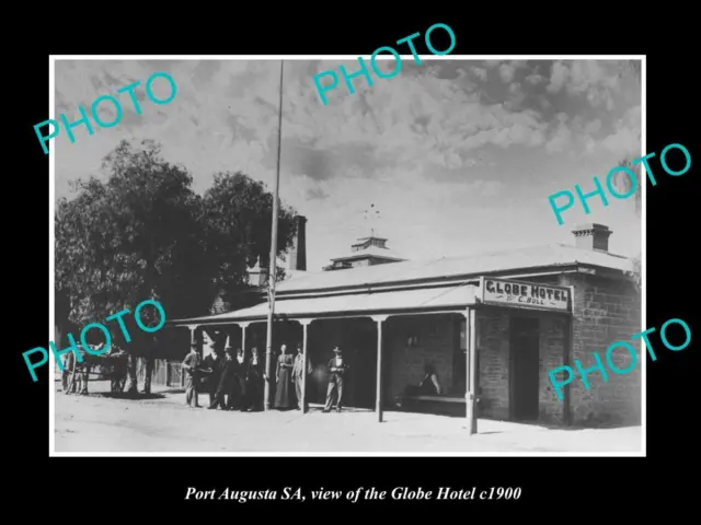 OLD LARGE HISTORIC PHOTO OF PORT AUGUSTA SA VIEW OF THE GLOBE HOTEL c1900