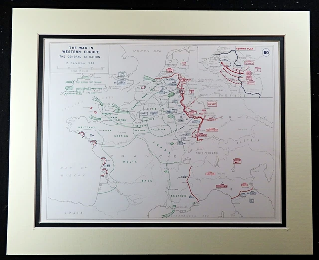 WW2 MAP 1944 Allied Situation Chart Military Operations Western Europe ...